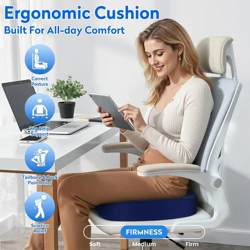 Miniatura 7 de CushZone Cojín de Asiento, Cojines para Silla de Oficina, Cojín de Asiento de Automóvil, Almohadilla Antideslizante para Alivio del Dolor de Ciática
