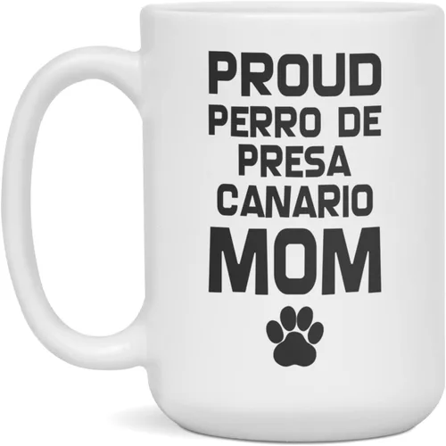 Miniatura 3 de Proud Perro De Presa Canario Mom, Funny Dog Mom Coffee Mug, 11-Ounce White