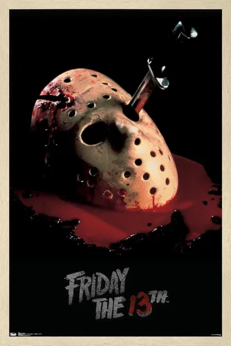 Miniatura 7 de Trends International Friday The 13th - Póster de pared de máscara sangrante, 14.725 x 22.375 pulgadas, versión enmarcada de madera de granero