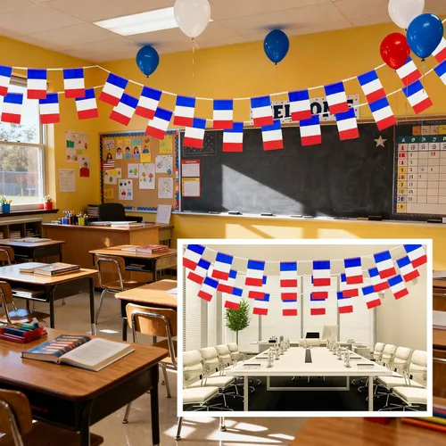 Miniatura 6 de Bandera de Francia Pequeña Mini Bandera Francesa Banner Decoraciones para Desfiles, Fiestas, Aulas, Jardines y Festivales (Francia)