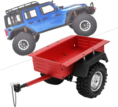 Miniatura 2 de Escala 1/10 RC Car Hitch Trailer Modelo de aleación de aluminio Juguete para niños Ajuste para RC Car (rojo)