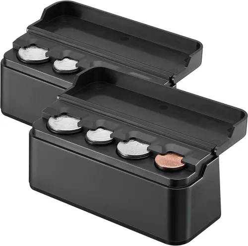 Miniatura 8 de JOYTUTUS Soporte para monedas para organizador de cambios de automóvil, almacenamiento universal, dispensador de dinero para la mayoría de los Negro