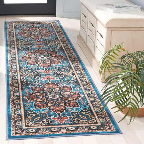 Miniatura 9 de SAFAVIEH Riviera Collection - Alfombra lavable de 2 pies 2 pulgadas x 9 pies, beige y carbón, antideslizante y fácil de limpiar, ideal para sala