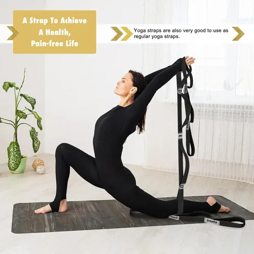 Miniatura 4 de Correa elástica para yoga, no elástica, con letras y comentarios, 10 bucles para terapia física, ejercicio, pilates, baile, gimnasia
