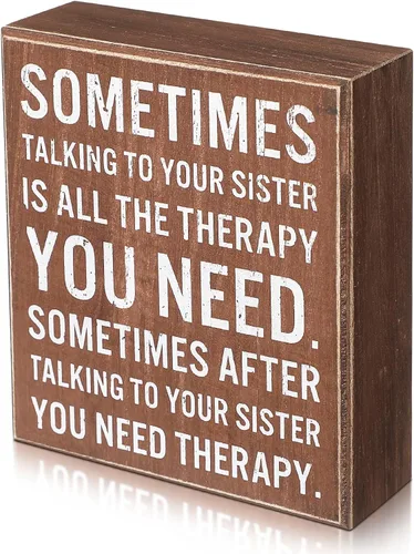 Miniatura 8 de Jetec Funny Sister Gifts Sometimes Talking to Your Sister Is All the Therapy You Need - Letrero de madera de 5.9 x 5.1 pulgadas, placas divertidas