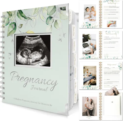 Miniatura 11 de Diario de embarazo para regalos de madres primerizas - Libro de recuerdos de embarazo de tapa dura de 90 páginas, hermoso y lindo recuerdo de libro