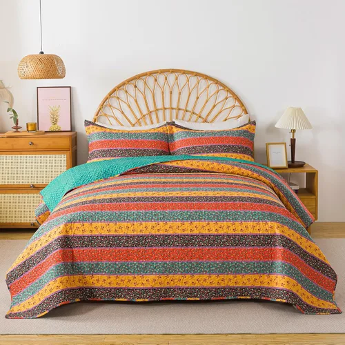 Miniatura 51 de HoneiLife Juego de colcha de tamaño King extragrande de 120 x 120 pulgadas, 3 piezas, California King extragrande, todas las estaciones, ropa