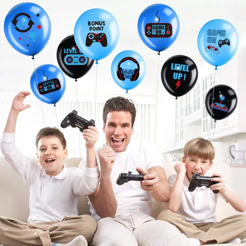 Miniatura 5 de Aoriher Juego de globos de látex negro para fiestas de videojuegos, decoración de cumpleaños para jugadores, suministros de fiesta de cumpleaños, 36