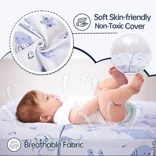Miniatura 4 de Trifold Pack and Play Mattress,Dual Sided Soft & Firm Premium Memory Foam Portable Pack N Play Mattress with Removable Washable Cover