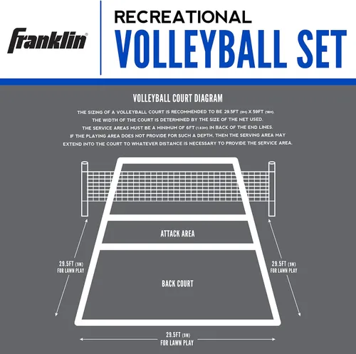 Miniatura 9 de Franklin Sports - Juegos de Voleibol + Bádminton - Juego de Playa + Patio Trasero - Voleibol, Bomba, Raquetas de Bádminton, Volantes, Red + Postes