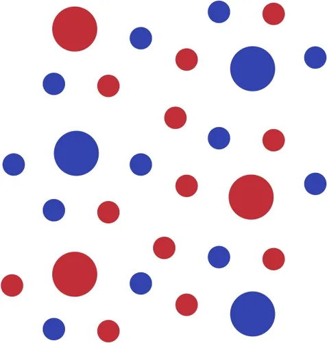 Miniatura 3 de Pegatinas de pared de vinilo azul/rojo - círculos de 2 y 4 pulgadas (30 calcomanías)
