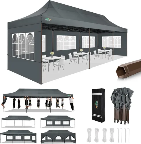 Miniatura 31 de COBIZI Tienda de campaña desplegable resistente de 10 x 10 con 4 paredes laterales extraíbles, toldo desplegable Ez con bolsa portátil, carpa