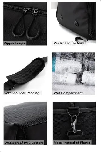 Miniatura 3 de Fitgriff Bolsa de gimnasio V2 para hombres y mujeres con compartimento para zapatos y artículos húmedos, bolsa de lona para viajes, deportes