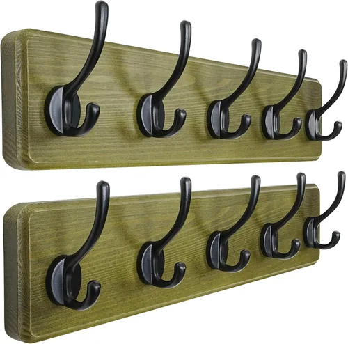 Miniatura 28 de Dseap Perchero de Pared: Moderno, Patentado, Resistente, 17.4" de Largo, Riel Colgador de Madera con 5 Ganchos Dobles para Abrigos de Invierno, Negro