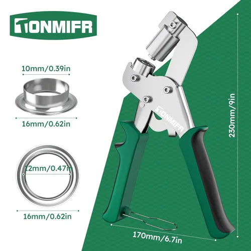 Miniatura 4 de Kit de herramientas profesional con ojales de 3/8 pulgadas, prensa de ojales de metal resistente para tela, cuero, lonas, bricolaje y manualidades