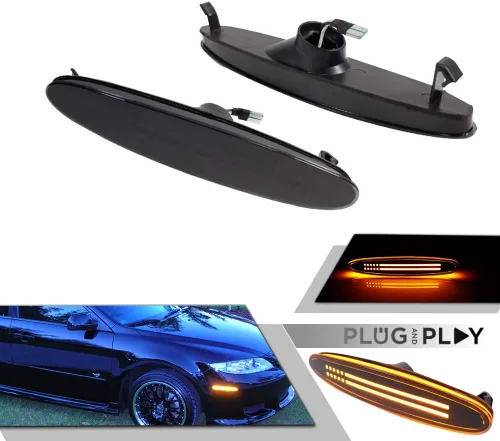 Miniatura 2 de Lente ahumada ámbar LED delantero marcador lateral luz Fender lámpara compatible con Mazda 6 Mazdaspeed6 GG GY GG1 GY1 Pieza OEM GK2A515E0A