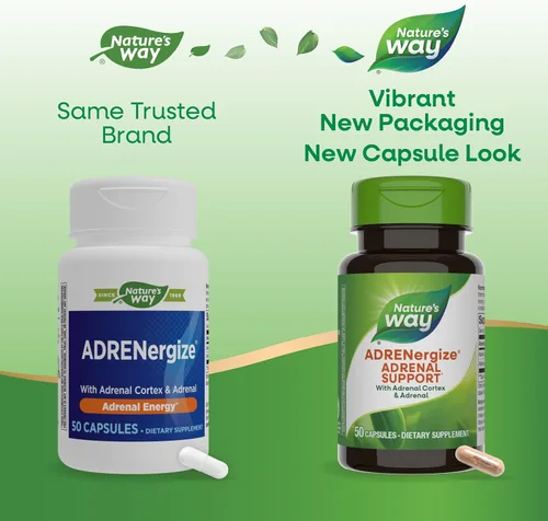 Miniatura 2 de Nature's Way ADRENergize, Soporte Adrenal*, Sin Gluten, 50 Cápsulas (el embalaje puede variar)