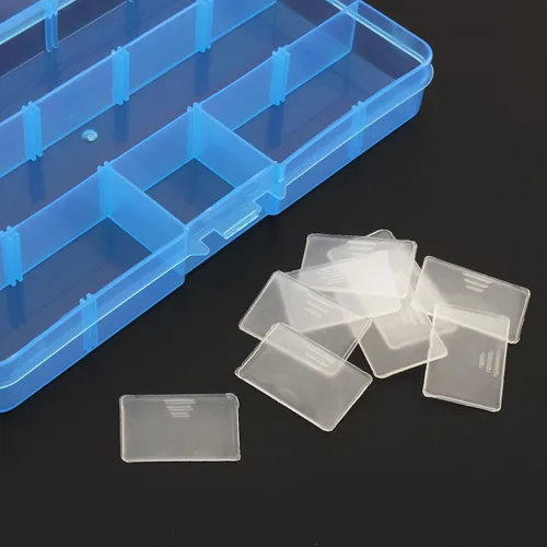 Miniatura 4 de 1 caja organizadora de plástico de 6.7 x 3.9 in con divisores ajustables, caja de almacenamiento de joyas para suministros de oficina, cuentas, Azul