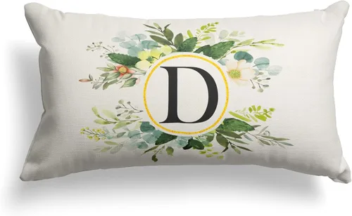 Miniatura 58 de Snycler Fundas de almohada con monograma de letra L, floral, 18 x 18 pulgadas, almohadas de primavera verdes, fundas decorativas de verano, Estilo L