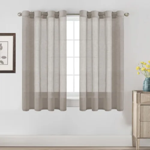 Miniatura 23 de H.VERSAILTEX Cortinas de 96 pulgadas de largo, cortinas de lino/cortinas transparentes de mezcla de lino natural/paneles/cortinas para sala