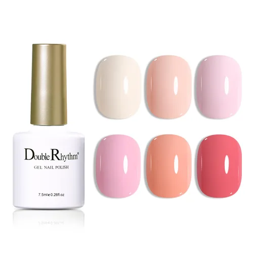 Miniatura 14 de Double Rhythm - Juego de esmaltes de uñas de gel de 6 colores Baby Light Pastel Milky, kit de iniciación para arte, bricolaje, salón, hogar