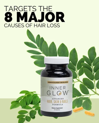 Miniatura 7 de Inner Glow Vitaminas Avanzadas para el Cabello, la Piel y las Uñas – Suplemento Capilar Desarrollado por Médicos con Biotina, Péptidos de Colágeno
