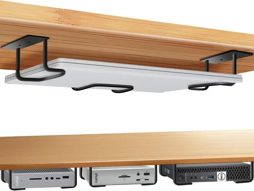 Soporte para laptop debajo del escritorio, soporte para laptop debajo del escritorio, espacio efectivo de 2.7 pulgadas de alto, soporte de aluminio