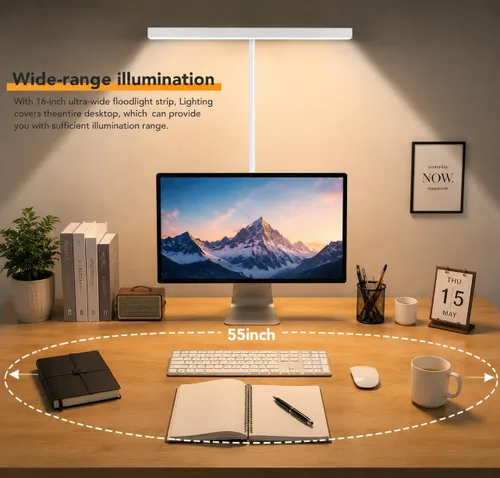Miniatura 4 de Lámpara de escritorio LED para oficina y hogar, lámpara para el cuidado de los ojos con función de control remoto de 10 metros, 5 modos, 10 niveles