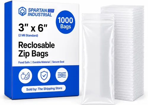 Spartan Industrial - Bolsas de polietileno de plástico transparente con cierre de 3 x 6 pulgadas (1000 unidades) de 2 mil con cierre resellable y