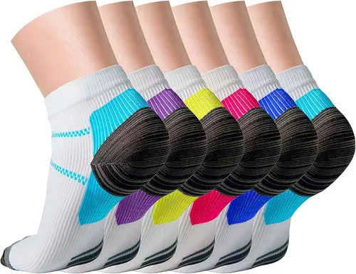 QUXIANG Calcetines de compresión para mujeres y hombres, circulación, 367 pares de soporte de tobillo de 15-20 mmHg, lo mejor para correr, ciclismo