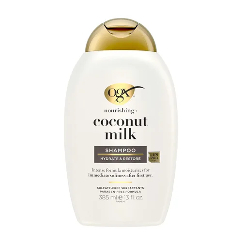 Miniatura 10 de OGX Champú Nutritivo + Leche de Coco Hidratante, Champú Hidratante y Restaurador que Hidrata para Cabello Suave Después del Primer Uso, Sin