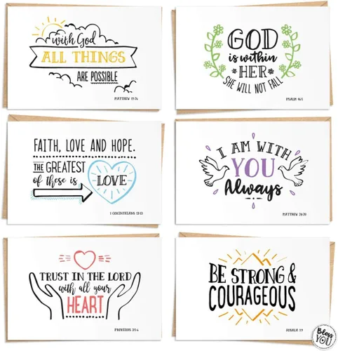 Paquete de 120 tarjetas inspiradoras – Tarjetas cristianas con aliento de las Escrituras – Tarjetas de felicitación cristianas – Sobres y etiquetas