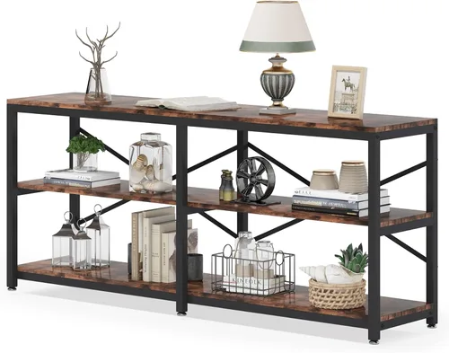Miniatura 9 de Tribesigns Mesa Consola Extra Larga de 70.9 Pulgadas, Mesa de Sofá Moderna Mesa Detrás del Sofá con Estantes de Almacenamiento, Mesa Industrial de 3