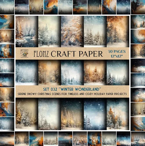 Flonz Bloc de papel de doble cara de estilo vintage de 12 x 12 pulgadas (30 páginas) para manualidades, álbumes de recortes y tarjetas: escenas