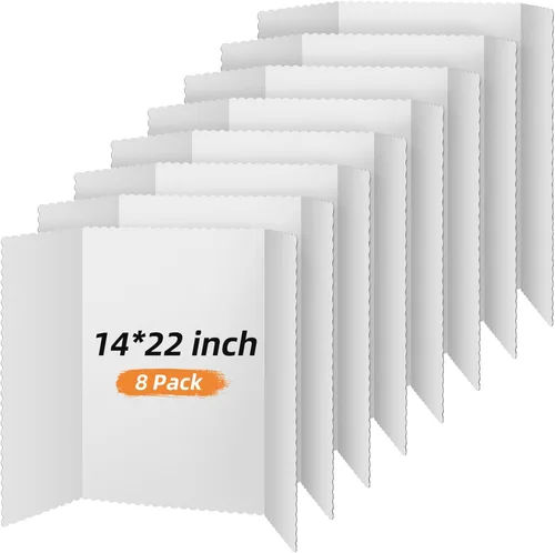 Miniatura 13 de Henoyso 4 piezas de 36 x 48 pulgadas de tablero de póster blanco de triple pliegue grande, tablero de presentación desplegable de papel duro blanco