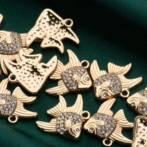Miniatura 2 de Paquete de 20 dijes de diamantes de imitación chapados en oro, accesorios de cristal para collares, pulseras, joyería, manualidades, bricolaje
