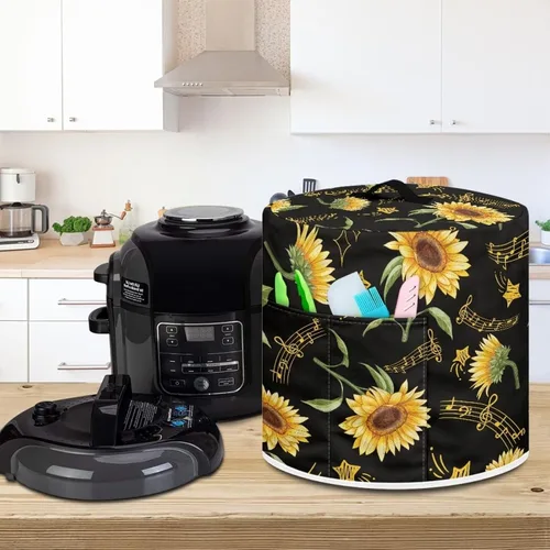 Miniatura 3 de Suobstales Cubierta antipolvo con estampado de girasol para olla instantánea de 6 cuartos de galón, diseño de nota musical, cubierta de olla a Nota