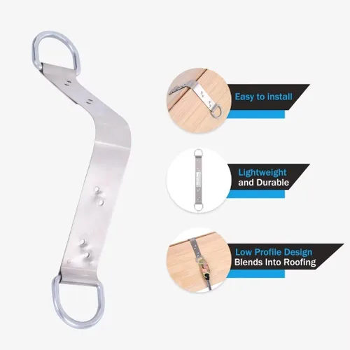 Miniatura 3 de Soporte de anclaje de techo permanente de protección contra caídas de acero, herramientas de techo ligeras de 18 pulgadas con 10 clavos SS