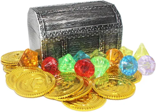Juego de mini cofre del tesoro para niños, juego de simulación pirata decorativo vintage o fiesta de cosplay de Halloween, cumpleaños, Navidad,