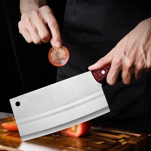 Miniatura 6 de TJ POP Cuchilla China de Chef, Cuchillo de Acero Inoxidable de 7.5 Pulgadas con Mango Ergonómico, Cuchillo de Cocina Ultra Afilado para Hogar