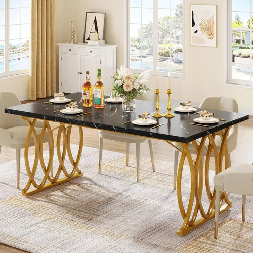 Tribesigns Mesa de comedor moderna, mesa de cocina grande de 63 pulgadas para 4-6 personas, mesa rectangular única de cocina y comedor con mesa de