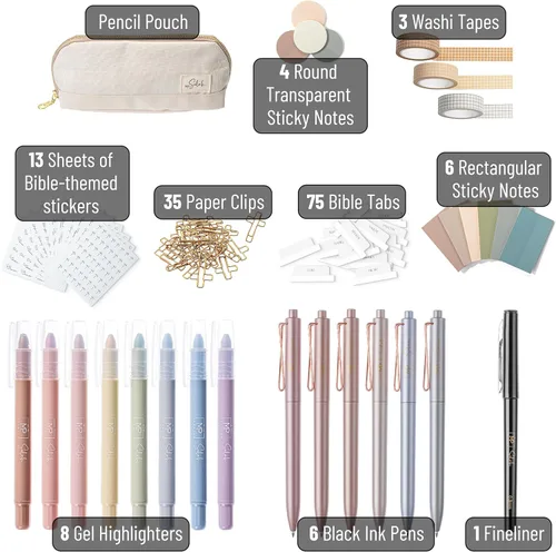 Miniatura 2 de Mr. Pen- Conjunto de diario bíblico (colección Selah) Complete Faith Journaling Kit with Highlighters, Pens, Sticky Notes, Tabs, Washi Tape &