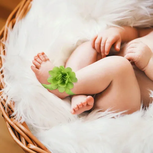Miniatura 5 de Eforcase 12 pares de sandalias descalzas para bebé y niña, sandalias descalzas de flores para bebés recién nacidos, niñas pequeñas