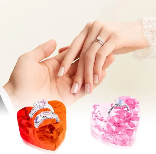 Miniatura 3 de Molde de resina para anillos de 8 cavidades, moldes de silicona para resina epoxi, corazón, redondos, cuadrados hexagonales para exhibir joyas