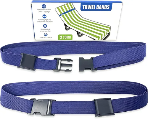 Bandas de toallas Cruise On para sillas de crucero (paquete de 2), mejor alternativa a las pinzas para toallas para playa, alberca y barcos, Cierres