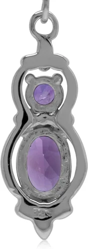 Miniatura 4 de Silvershake Pendientes de gancho colgantes de plata de ley 925 con amatista africana genuina de 1,4 quilates, Cadena de plata 925, amatista