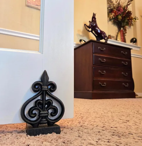 Miniatura 9 de Lulu Decor, Tope de puerta de hierro fundido Fleur De Lis, tapón de puerta (LB15BK1)
