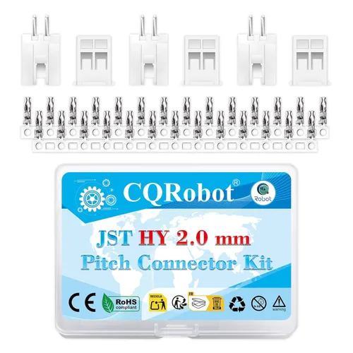 Miniatura 72 de CQRobot JST EL 4.5 mm de paso 2 pines conector electrónico IC macho, enchufes hembra carcasa y kit de terminales de crimpado en T macho/hembra. 50