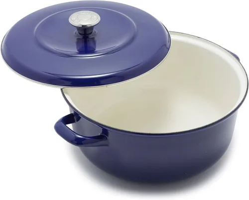 Merten & Storck - Olla de horno holandés redondo de 7 cuartos de galón con tapa, olla holandesa de hierro esmaltado fabricada en Europa, apta para