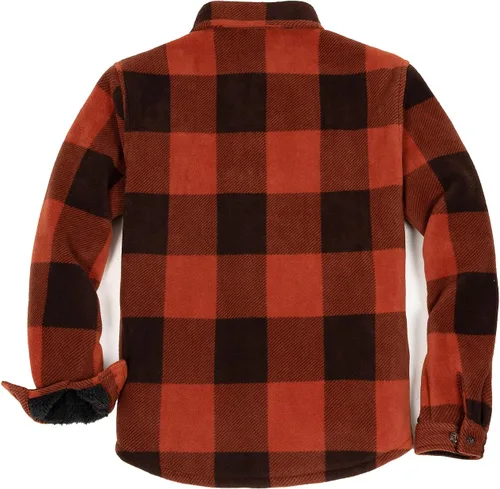 Miniatura 2 de ZENTHACE - Chaqueta de franela a cuadros con forro de vellón polar Sherpa para hombre (forro completo de vellón polar Sherpa)